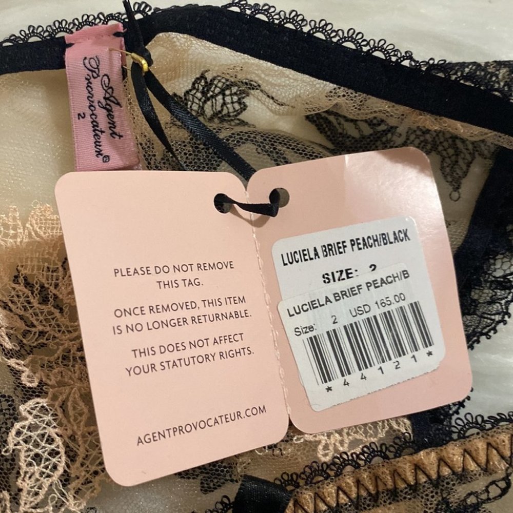 Agent Provocateur Luciela Peach Black Brief NWT $165 *SALE* - Picture 14 of 16